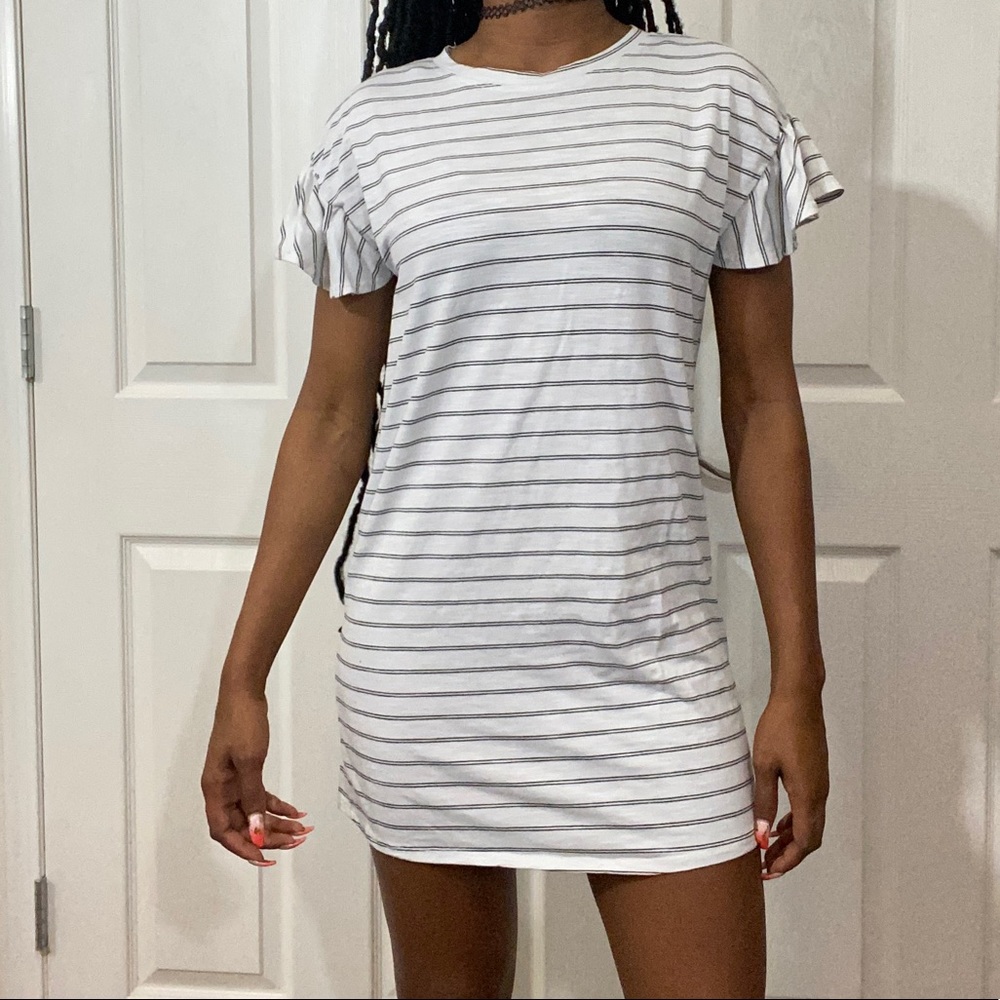 White Ruffle Sleeve Dress